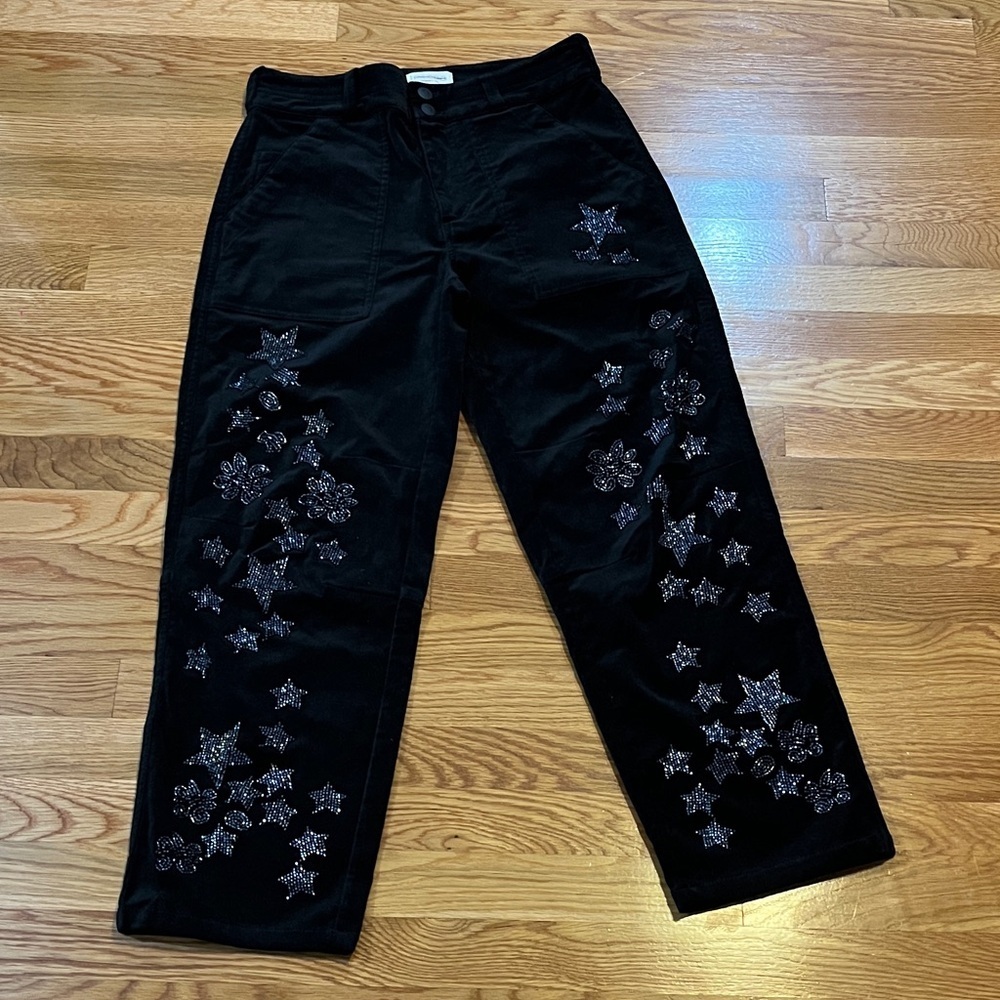 Anthropologie x Pilcro The Wanderer Star Embellished Velvet Pants Size 27 NWT - Picture 5 of 14